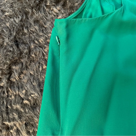 TIBI | NWOT Green Silk Racerback Tank Top Blouse w Neck Detail Size 2 lined - Picture 4 of 7